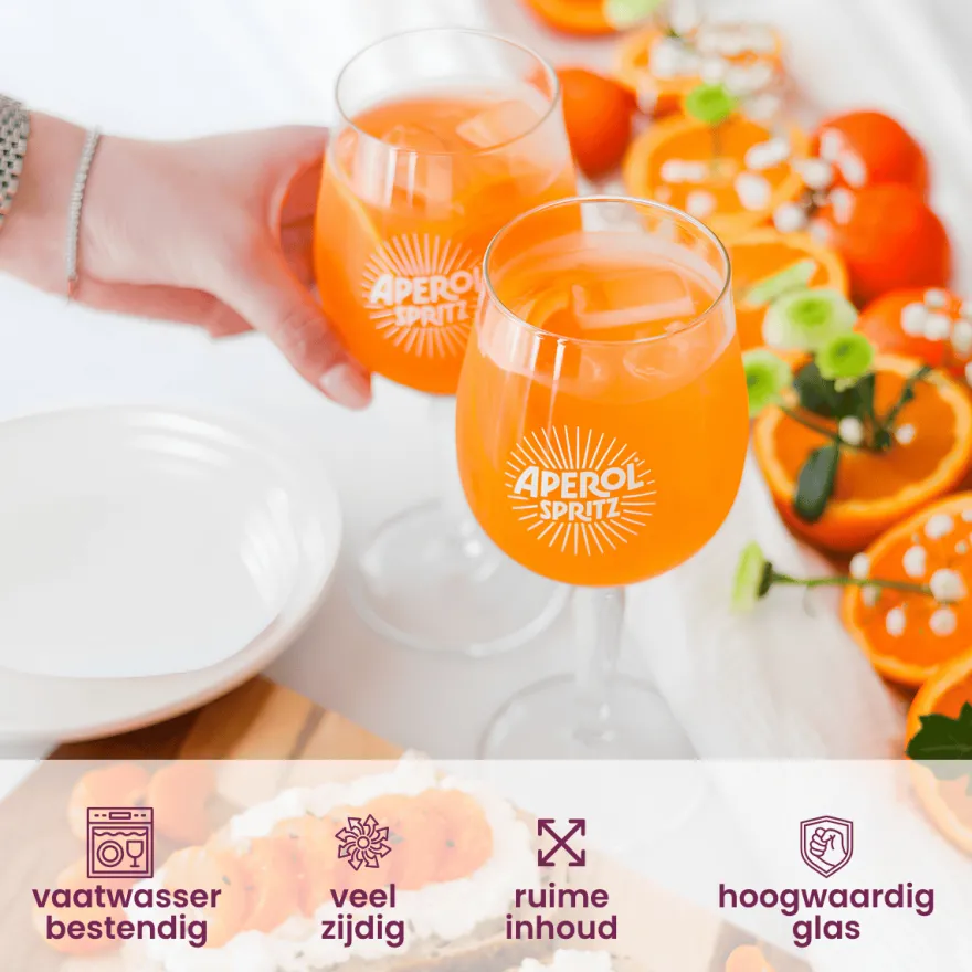Aperol Spritz Glazen - 450 ml - Officieel Glas - 6 stuks
