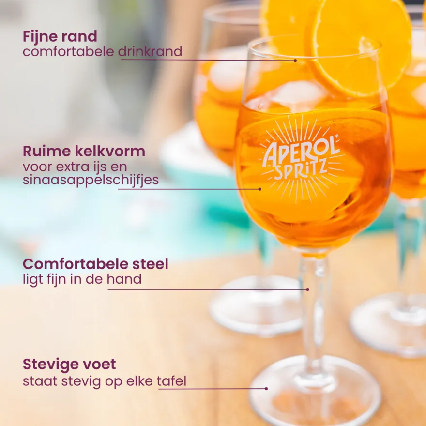 Aperol Spritz Glazen - 450 ml - Officieel Glas - 6 stuks