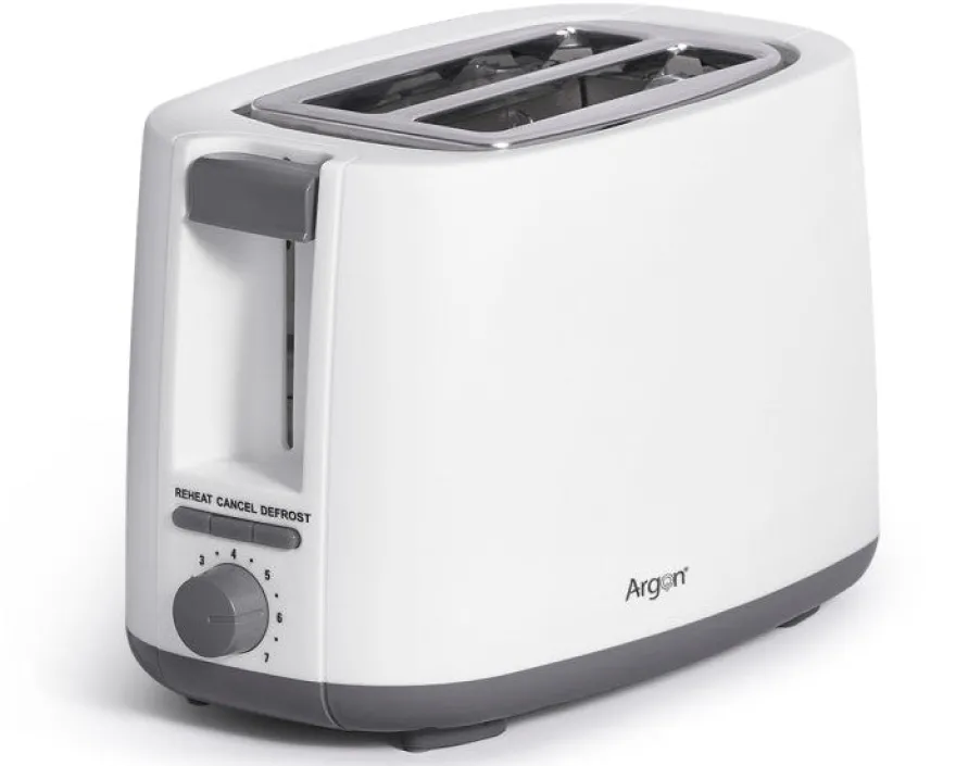 Argon Broodrooster Mat Wit - 2 Sleuven - 750 W