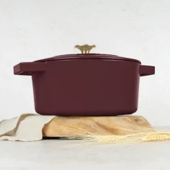 Berlinger Haus Braadpan Mat Bordeaux - Gietijzer - ø 24 cm - geschikt voor alle warmtebronnen - geëmailleerde anti-aanbaklaag