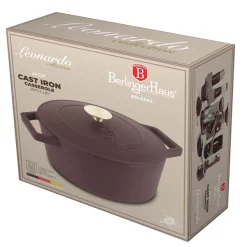Berlinger Haus Braadpan Mat Bordeaux - Gietijzer - ø 24 cm - geschikt voor alle warmtebronnen - geëmailleerde anti-aanbaklaag