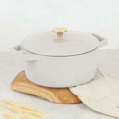 Berlinger Haus Braadpan Mat Crème - Gietijzer - ø 24 cm - geschikt voor alle warmtebronnen - geëmailleerde anti-aanbaklaag