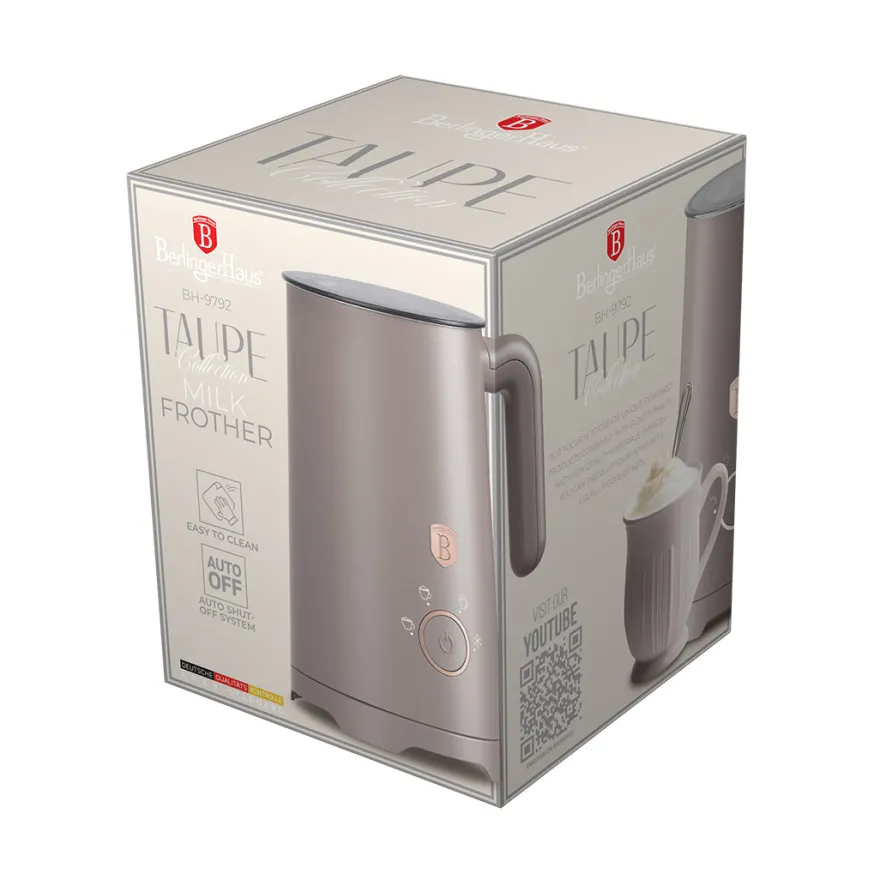 Berlinger Haus Elektrische Melkopschuimer 4-in-1 Taupe - 160 ml