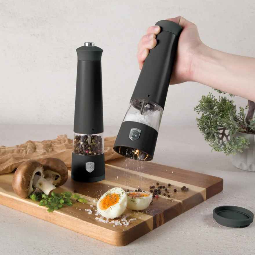Berlinger Haus Elektrische Peper- en Zoutmolen Set Mat Antraciet - Keramische Molen - 2-Delig