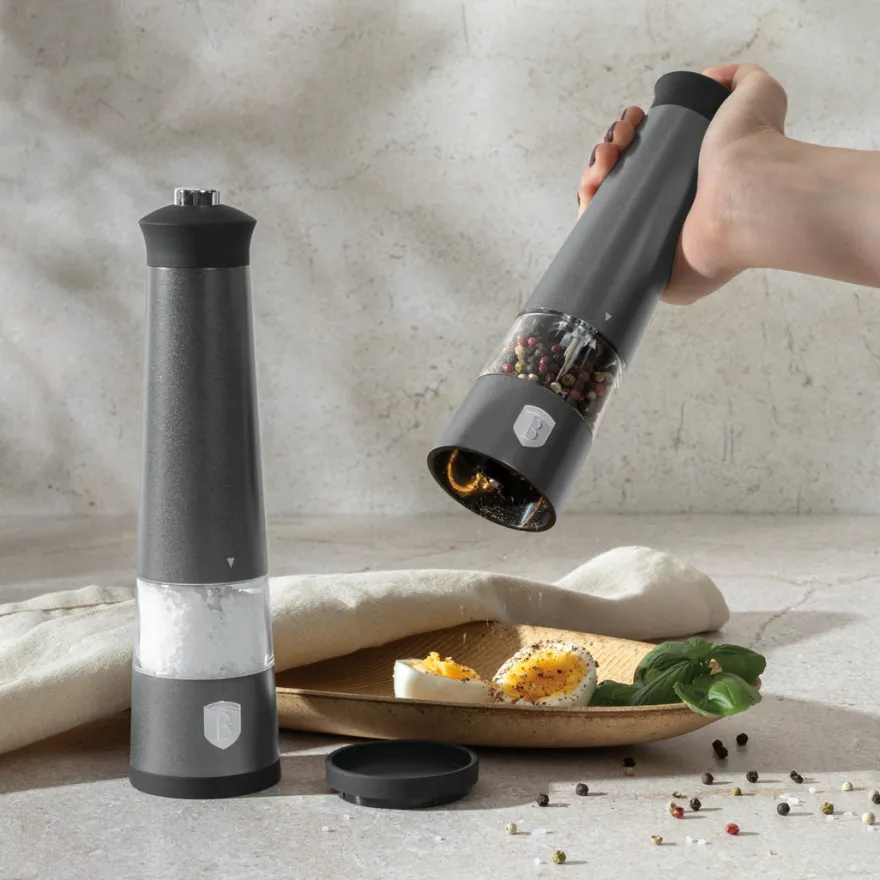 Berlinger Haus Elektrische Peper- en Zoutmolen Set Mat Antraciet - Keramische Molen - 2-Delig