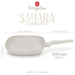 Berlinger Haus Grillpan Mat Crème 28 x 28 cm - geschikt voor alle warmtebronnen - standaard anti-aanbaklaag