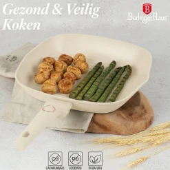 Berlinger Haus Grillpan Mat Crème 28 x 28 cm - geschikt voor alle warmtebronnen - standaard anti-aanbaklaag