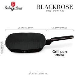 Berlinger Haus Grillpan Zwart Rosègoud 28 x 28 cm - geschikt voor alle warmtebronnen - standaard anti-aanbaklaag