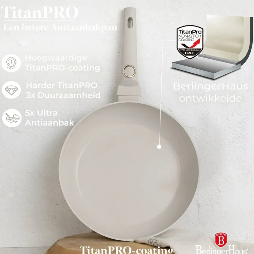 Berlinger Haus Koekenpan Mat Crème ø 20 cm - geschikt voor alle warmtebronnen - standaard anti-aanbaklaag