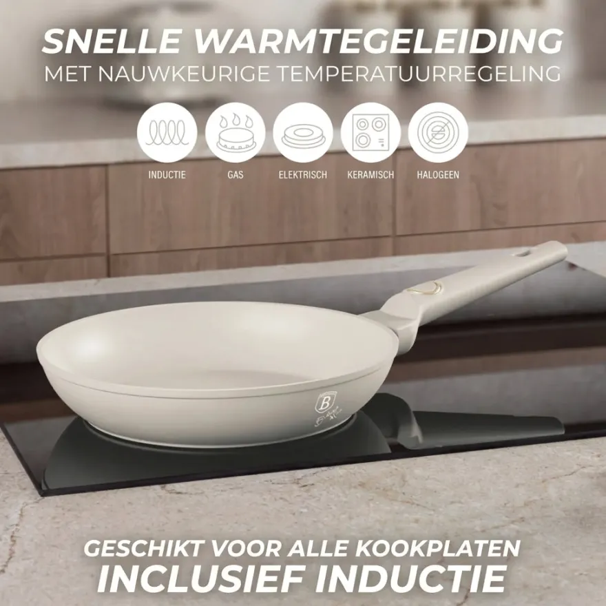 Berlinger Haus Koekenpan Mat Crème ø 20 cm - geschikt voor alle warmtebronnen - standaard anti-aanbaklaag