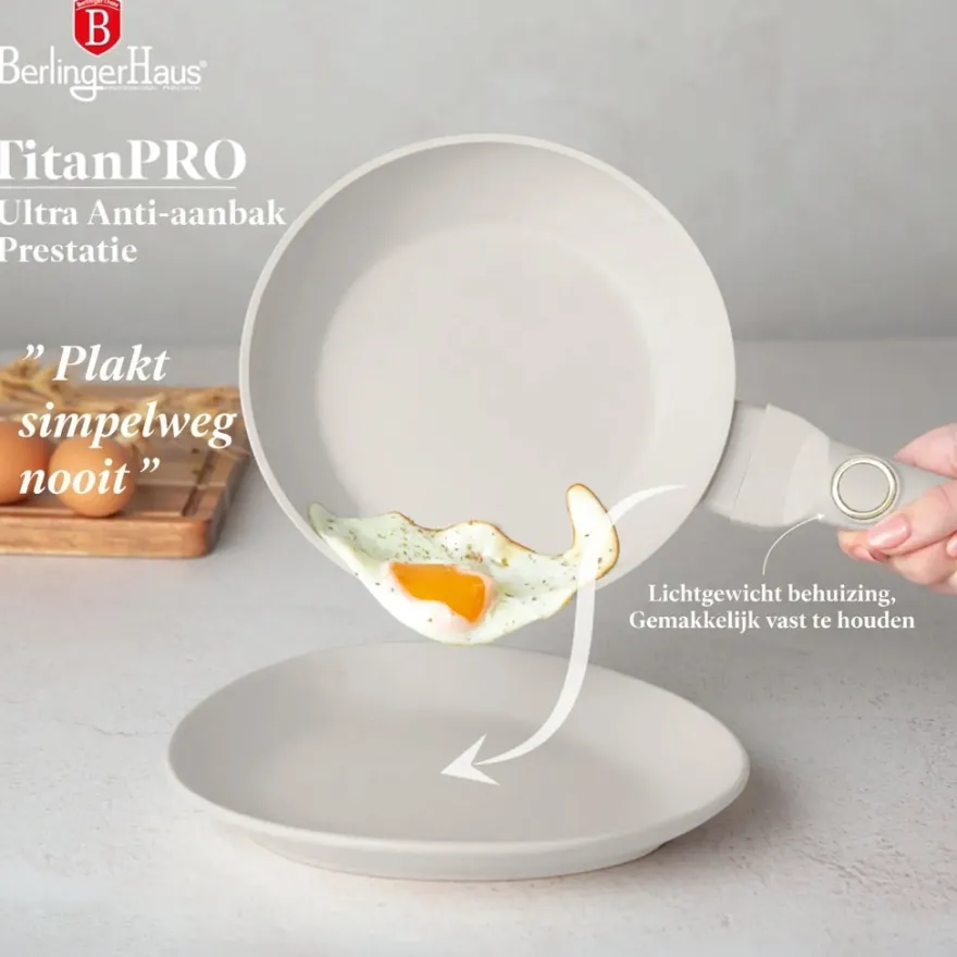 Berlinger Haus Koekenpan Mat Crème ø 20 cm - geschikt voor alle warmtebronnen - standaard anti-aanbaklaag