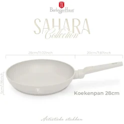 Berlinger Haus Koekenpan Mat Crème ø 28 cm - geschikt voor alle warmtebronnen - standaard anti-aanbaklaag