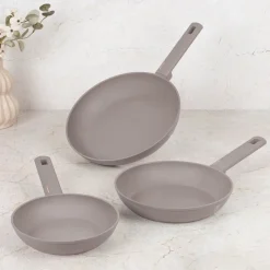 Berlinger Haus Koekenpannenset Taupe 3-Delig - ø 20, 24 & 28 cm - geschikt voor alle warmtebronnen - standaard anti-aanbaklaag