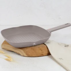 Berlinger Haus Koekenpannenset Taupe 3-Delig - Koekenpan ø 20 & 24 cm, Grillpan 28 cm - Geschikt voor alle warmtebronnen