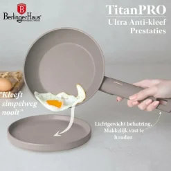 Berlinger Haus Koekenpannenset Taupe 3-Delig - Koekenpan ø 20 & 24 cm, Grillpan 28 cm - Geschikt voor alle warmtebronnen