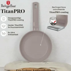 Berlinger Haus Koekenpan Taupe ø 24 cm - geschikt voor alle warmtebronnen - standaard anti-aanbaklaag