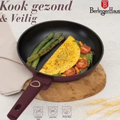 Berlinger Haus Pannenset Mat Bordeaux 11-Delig - Kookpan ø 20, 24, 28 cm, Koekenpan ø 24, 28 cm & Steelpan ø 16 cm - geschikt voor alle warmtebronnen