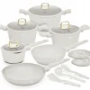 Berlinger Haus Pannenset Mat Crème 11-Delig - Kookpan ø 20, 24, 28 cm, Koekenpan ø 24, 28 cm & Steelpan ø 16 cm - Geschikt voor alle warmtebronnen