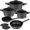 Berlinger Haus Pannenset Mat Antraciet 7-Delig - Kookpan ø 20, 24, 28 cm, Koekenpan ø 20 & 24 cm - geschikt voor alle warmtebronnen