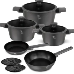 Berlinger Haus Pannenset Mat Antraciet 7-Delig - Kookpan ø 20, 24, 28 cm, Koekenpan ø 20 & 24 cm - geschikt voor alle warmtebronnen