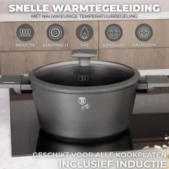 Berlinger Haus Pannenset Mat Antraciet 7-Delig - Kookpan ø 20, 24, 28 cm, Koekenpan ø 20 & 24 cm - geschikt voor alle warmtebronnen