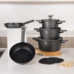 Berlinger Haus Pannenset Mat Antraciet 7-Delig - Kookpan ø 20, 24, 28 cm, Koekenpan ø 20 & 24 cm - geschikt voor alle warmtebronnen
