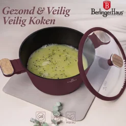 Berlinger Haus Pannenset Nordic Mat Bordeaux 11-Delig - Kookpan ø 20, 24, 28 cm, Koekenpan ø 24, 28 cm & Steelpan ø 16 cm - Geschikt voor alle warmtebronnen
