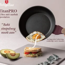 Berlinger Haus Pannenset Nordic Mat Bordeaux 11-Delig - Kookpan ø 20, 24, 28 cm, Koekenpan ø 24, 28 cm & Steelpan ø 16 cm - Geschikt voor alle warmtebronnen