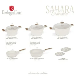 Berlinger Haus Pannenset Nordic Mat Crème 7-Delig - Kookpan ø 20, 24, 28 cm & Koekenpan ø 20, 24 cm - geschikt voor alle warmtebronnen