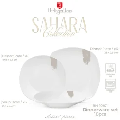 Berlinger Haus Serviesset Wit Crème - 18-Delig / 6 Personen - 6 dinerborden, 6 ontbijtborden en 6 diepe borden
