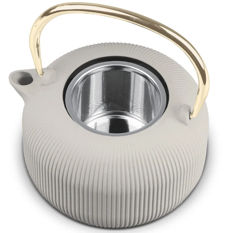 Berlinger Haus Theepot met RVS Filter - Gietijzer Mat Crème - 1 Liter