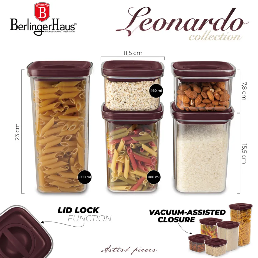 Berlinger Haus Voorraadpottenset Mat Bordeaux 5-delig