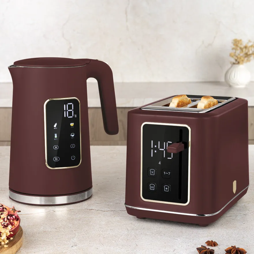 Berlinger Haus Waterkoker Digitaal Mat Bordeaux - Temperatuurinstelling - 1.7 Liter - 2200W