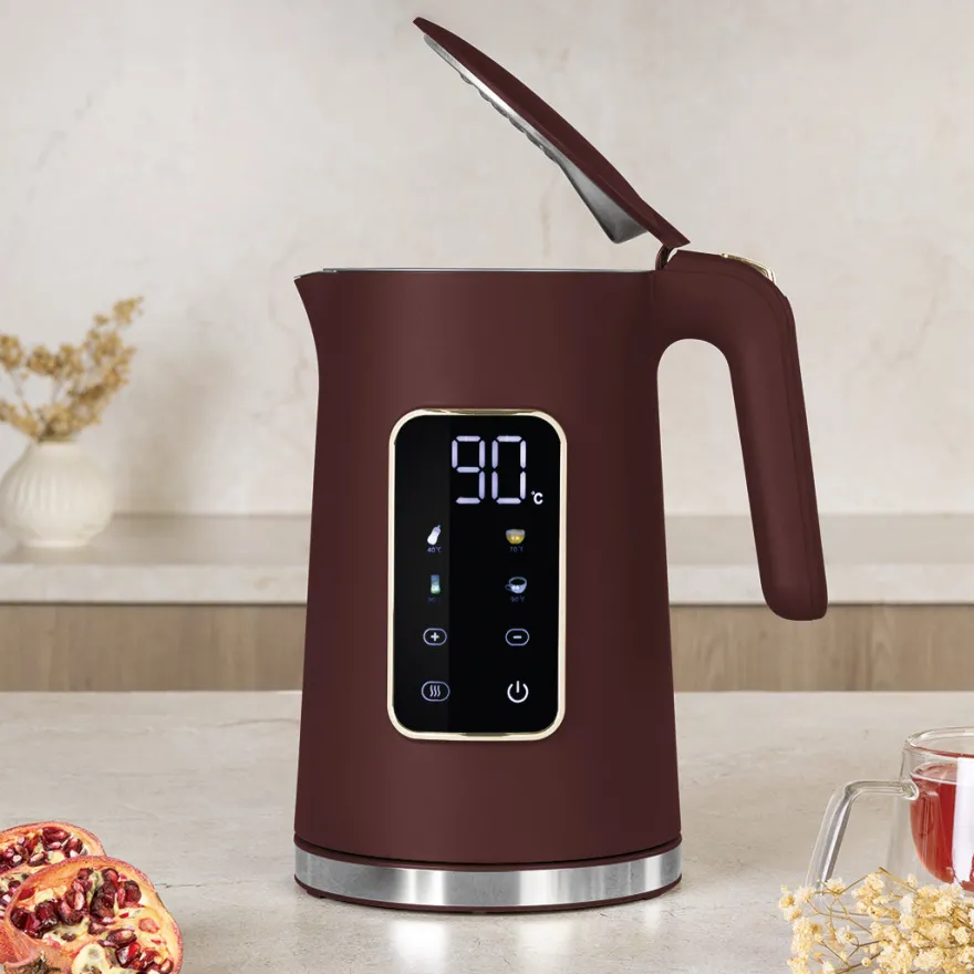 Berlinger Haus Waterkoker Digitaal Mat Bordeaux - Temperatuurinstelling - 1.7 Liter - 2200W