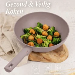 Berlinger Haus Wokpan Taupe ø 28 cm - geschikt voor alle warmtebronnen - standaard anti-aanbaklaag