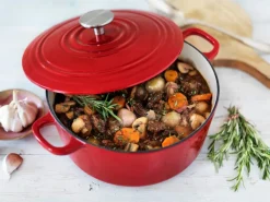 BK Braadpan Bourgogne Chili Red Gietijzer ø 24 cm / 4.2 liter - geëmailleerde anti-aanbaklaag
