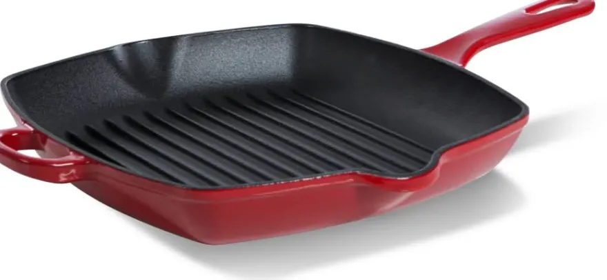BK Grillpan Bourgogne Chili Red Gietijzer 26 x 26 cm - geëmailleerde anti-aanbaklaag