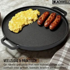 Blackwell Grillplaat BBQ / Bakplaat Gietijzer ø 30 cm - zonder anti-aanbaklaag 2-zijdig