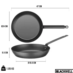 Blackwell Koekenpannenset Carbon Staal 2-Delig - ø 24 & 28 cm - geschikt voor alle warmtebronnen - zonder anti-aanbaklaag
