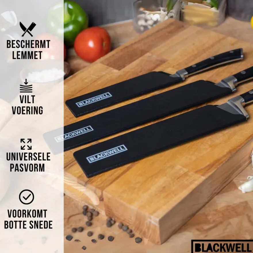 Blackwell Mesbeschermer - Universeel - Zwart - Voor messen met een lemmet tot 26 cm