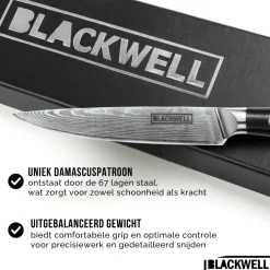 Blackwell Messenset (Koksmes + Groentemes + Officemes) - Japanse stijl - 67 lagen damaststaal - VG10 - 3-delig