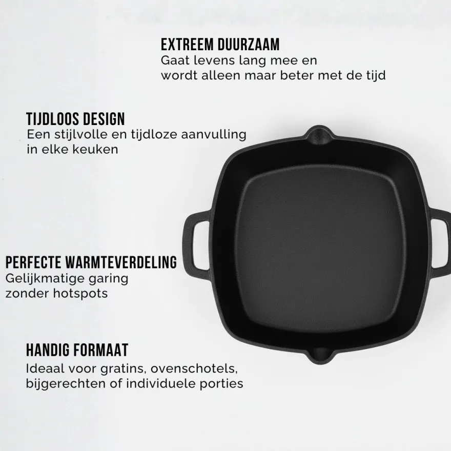 Blackwell Ovenschaal Cast Iron Gietijzer - 25 x 25 cm / 2 Liter - zonder anti-aanbaklaag