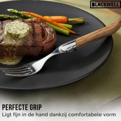 Blackwell Steakbestek Laguiole - Steakmessen & Steakvorken - Olijfhout - 12 Stuks