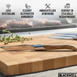 Blackwell Steakbestek Laguiole - Steakmessen & Steakvorken - Olijfhout - 12 Stuks