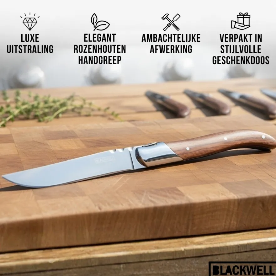Blackwell Steakmessen Laguiole - Rozenhout - 6 Stuks
