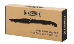 Blackwell Steakmessen Laguiole - Raw Black Lemmet - Olijfhout - 6 Stuks
