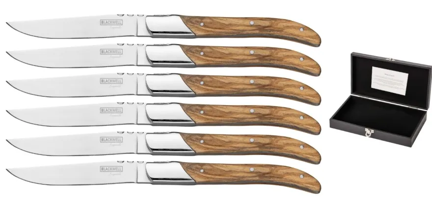 Blackwell Steakmessen Laguiole - Olijfhout - 6 Stuks