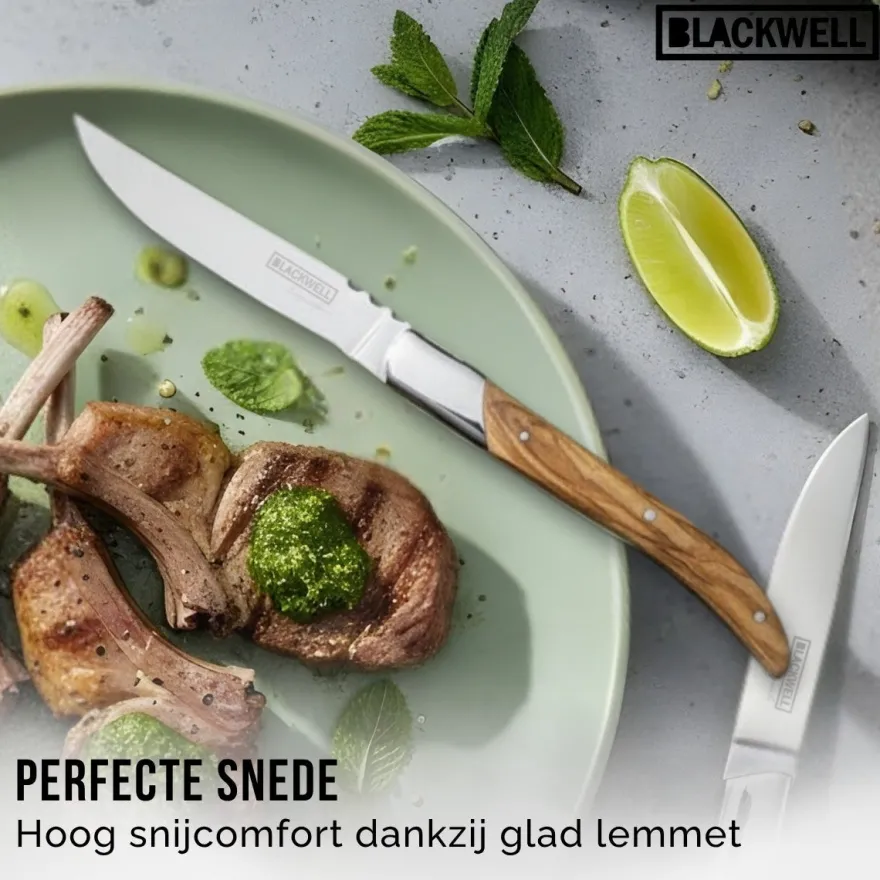 Blackwell Steakmessen Laguiole - Olijfhout - 6 Stuks