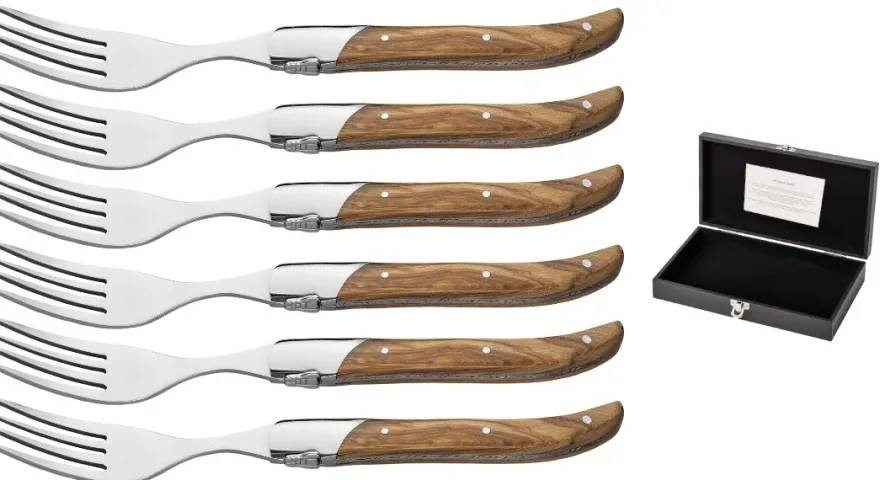 Blackwell Steakvorken Laguiole - Olijfhout - 6 Stuks