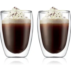 Bodum Dubbelwandige koffie- / theeglazen Pavina - gepatenteerd ventiel - 320 ml - 2 stuks